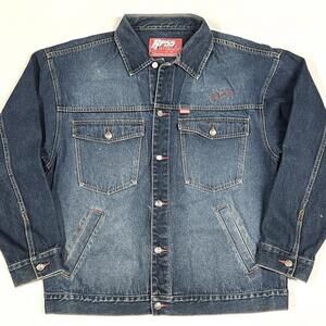 RP55 Vintage Mens Long Sleeve Collared Denim Jean Jacket Fits Sz XL-2XL - ISSUES